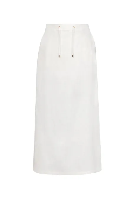 Dlouhá bílá sukně z lnu