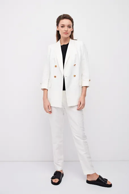 Lněné dvouřadé sako