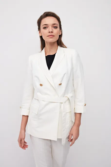 Lněné dvouřadé sako