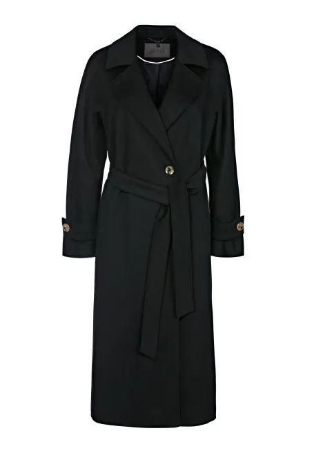 Černý kabát 100% kašmír Izabelle Luxury Line