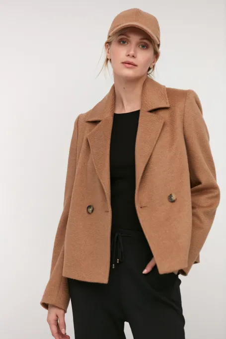 Vlněná camel bunda 100% velbloudí vlna