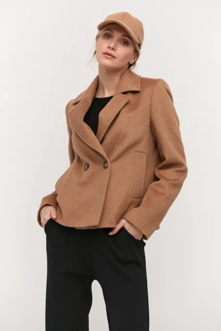 Vlněná camel bunda 100% velbloudí vlna