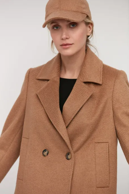 Vlněná camel bunda 100% velbloudí vlna