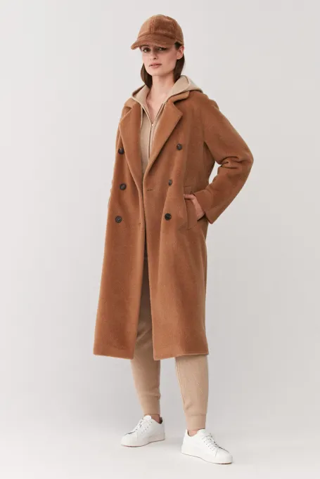Vlněný kabát camel alpaka