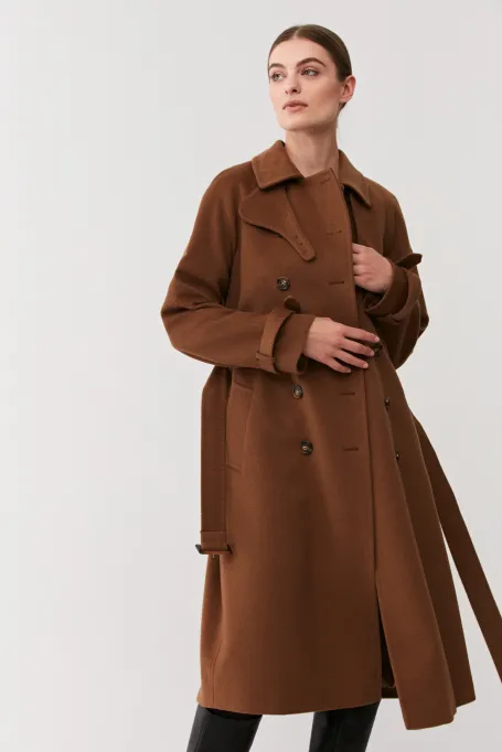 Hnědý trenčkot z kašmíru