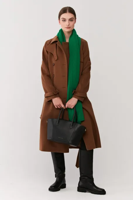 Hnědý trenčkot z kašmíru