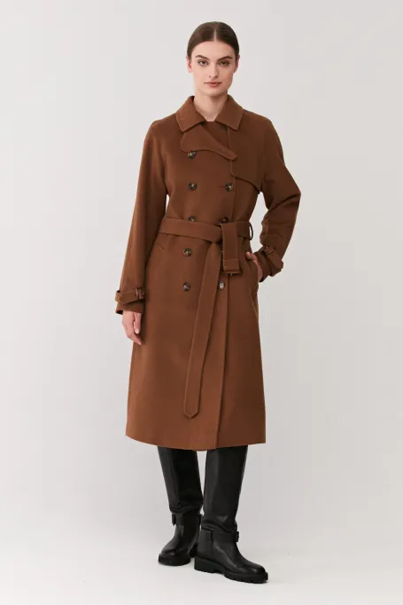 Hnědý trenčkot z kašmíru