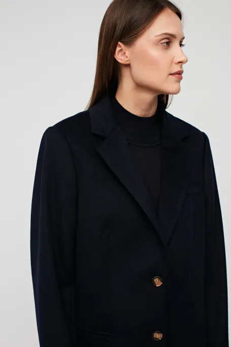 Námořnický modrý kabát 100% vlna diplomatka