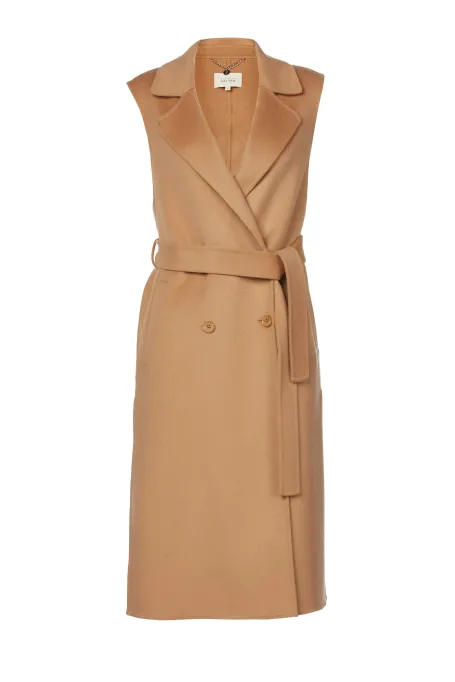 Dlouhá vlněná vesta doubleface