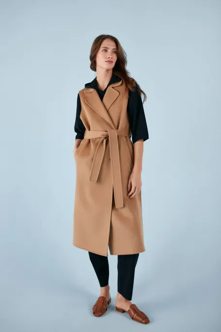 Dlouhá vlněná vesta doubleface