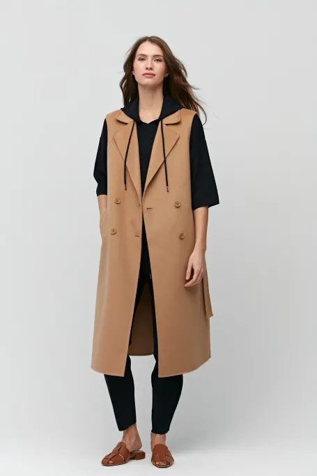 Dlouhá vlněná vesta doubleface