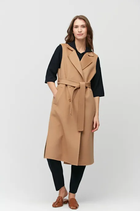 Dlouhá vlněná vesta doubleface