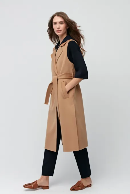 Dlouhá vlněná vesta doubleface