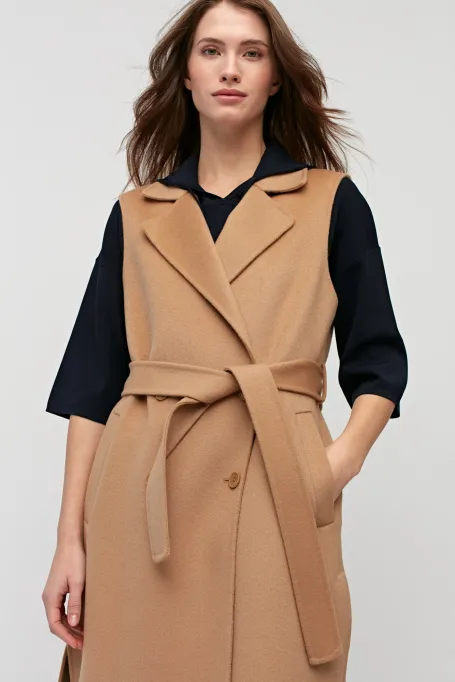 Dlouhá vlněná vesta doubleface