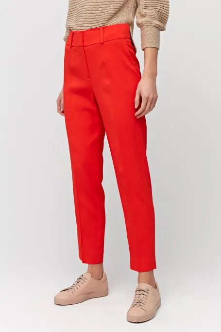 Červené elegantní oblekové kalhoty
