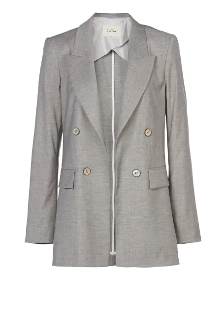 Šedé sako z vlny k obleku dvouřadé