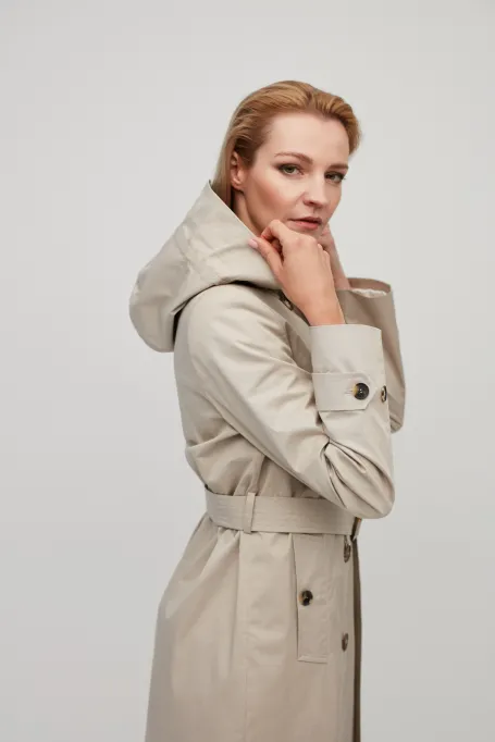 Kabát trenčkot s kapucí Rose