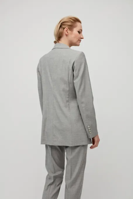 Šedé sako z vlny k obleku dvouřadé