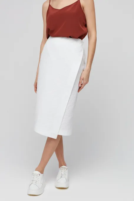 Bílá zavinovací sukně z bavlny