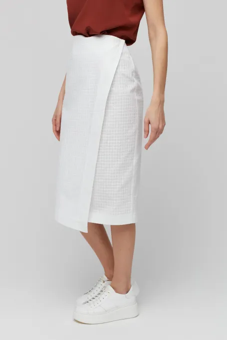 Bílá zavinovací sukně z bavlny