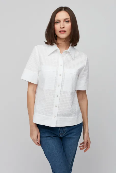 Bílá bavlněná košile s krátkým rukávem