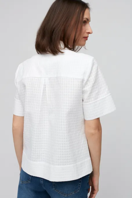 Bílá bavlněná košile s krátkým rukávem