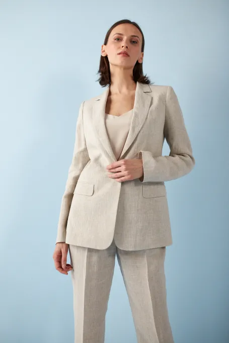 Lněné sako v kostce k obleku