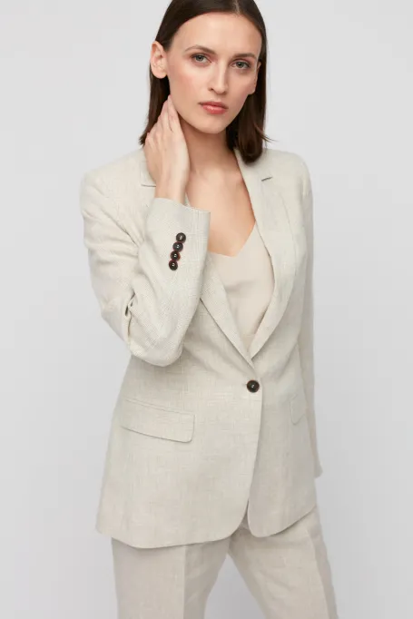 Lněné sako v kostce k obleku