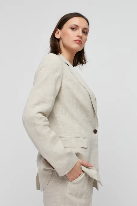 Lněné sako v kostce k obleku