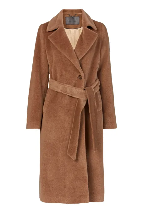 Kabát s páskem z vlny suri alpaky