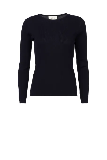 Námořnická modrá pletená blůzka s hedvábím Emilly