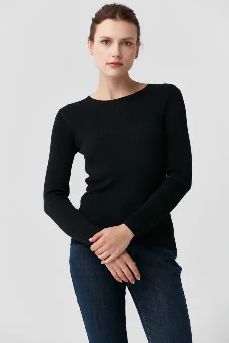 Námořnická modrá pletená blůzka s hedvábím Emilly