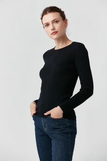 Námořnická modrá pletená blůzka s hedvábím Emilly