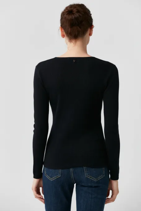 Námořnická modrá pletená blůzka s hedvábím Emilly