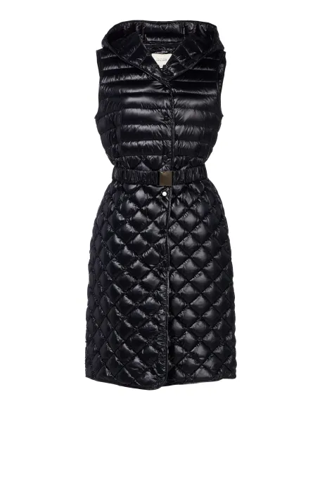 Dlouhá černá vesta s kapucí Emma