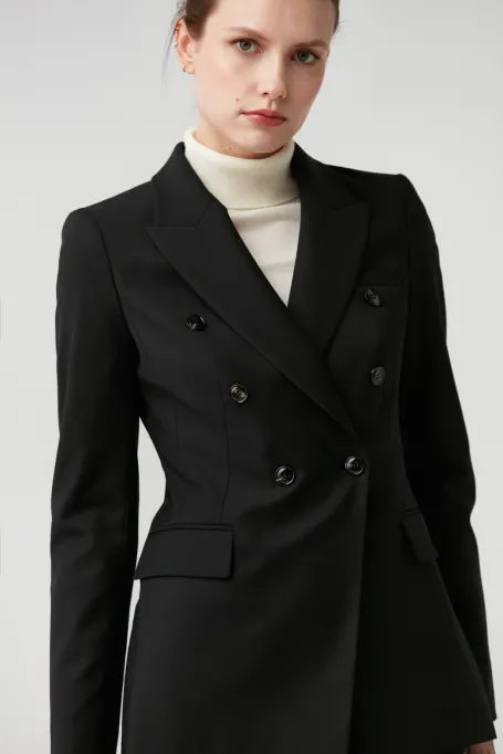 Černé sako k obleku s panenskou vlnou Sophie