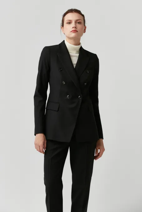 Černé sako k obleku s panenskou vlnou Sophie