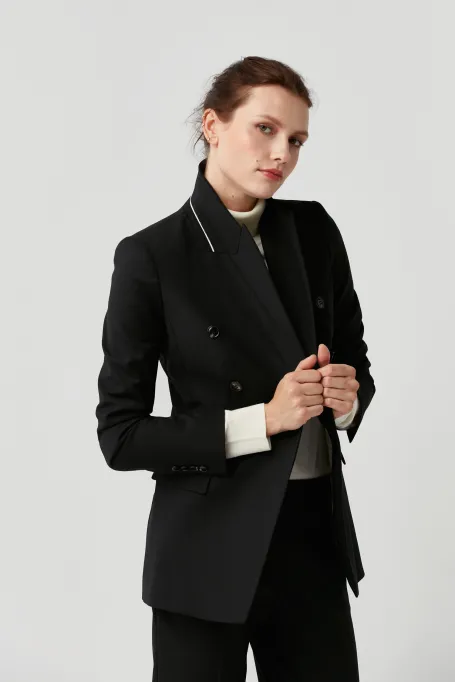 Černé sako k obleku s panenskou vlnou Sophie