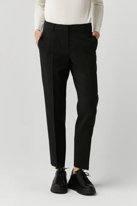 Černé vlněné oblekové kalhoty Lotto
