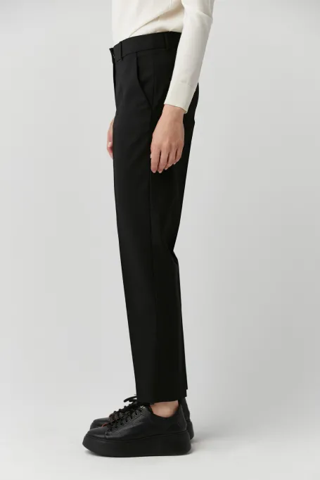 Černé vlněné oblekové kalhoty Lotto