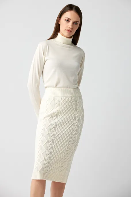 Bílá sukně z merino vlny