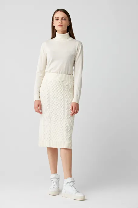 Bílá sukně z merino vlny