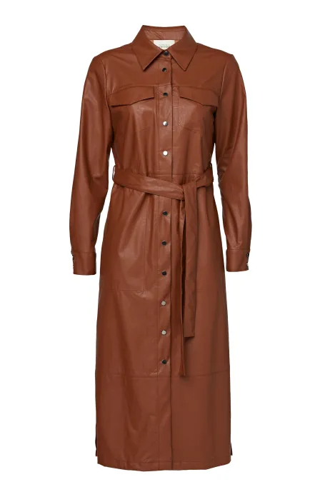 Hnědé košilové šaty s páskem