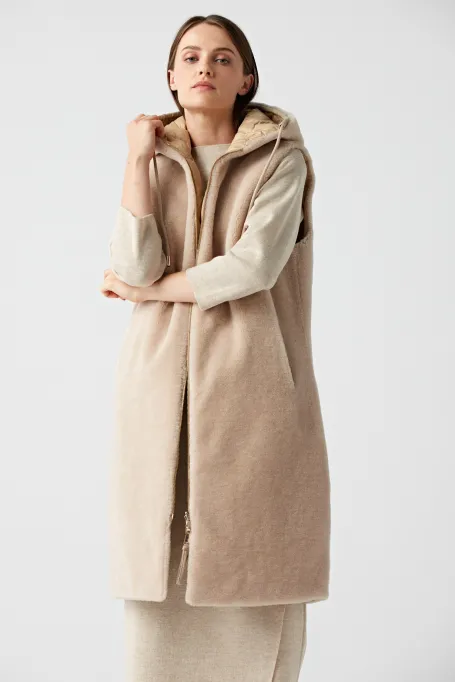 Oboustranná vesta z vlny teddy bear