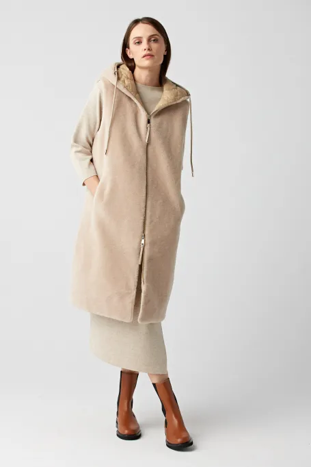 Oboustranná vesta z vlny teddy bear