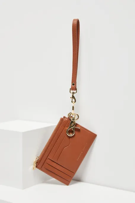 Kožená camelová peněženka na karty a dokumenty