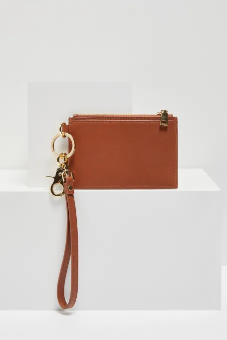 Kožená camelová peněženka na karty a dokumenty