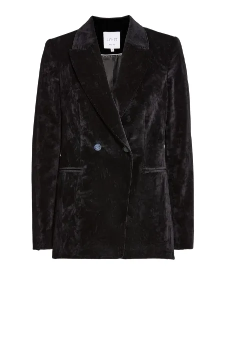 Černé sametové dvouřadé sako