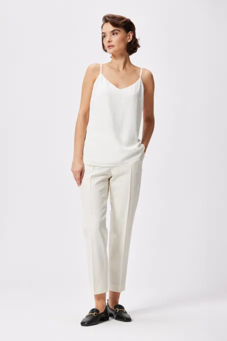 Bílý hedvábný top Mari