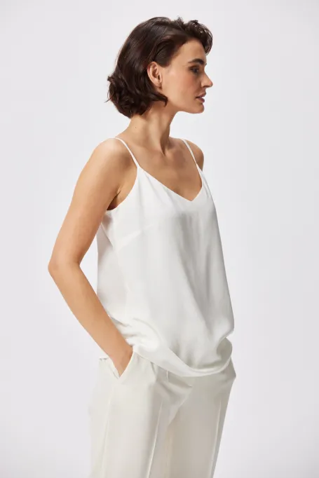 Bílý hedvábný top Mari